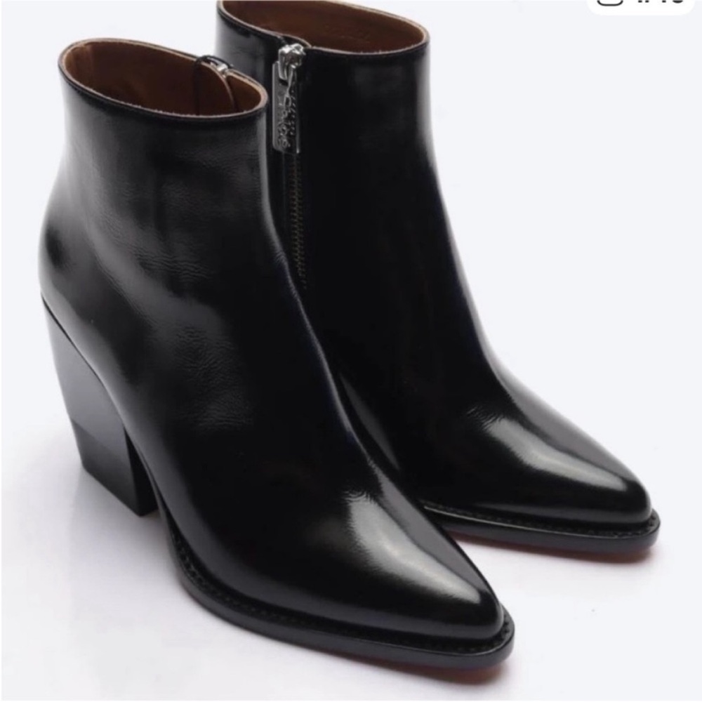 Stunning Chloe Glossy patent Leather Rylee Black Ankle Boots . Sz:38
